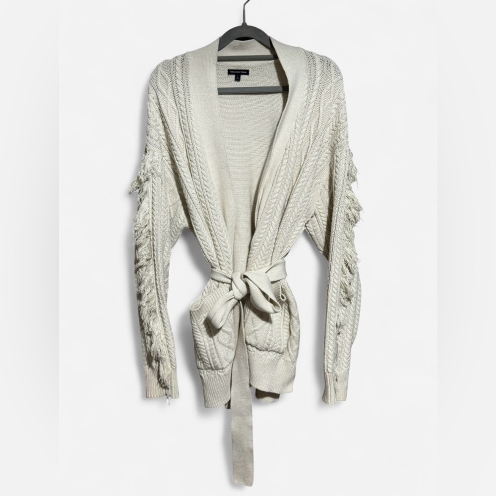 Who What Wear Cream Fringe Cardigan